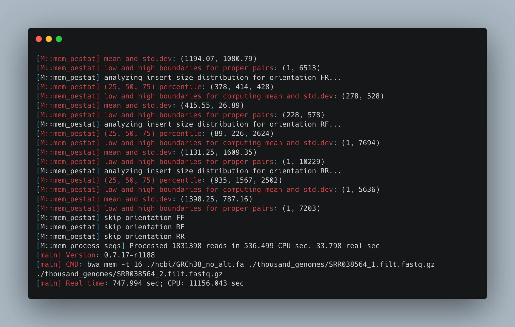 BWA-MEM alignment output