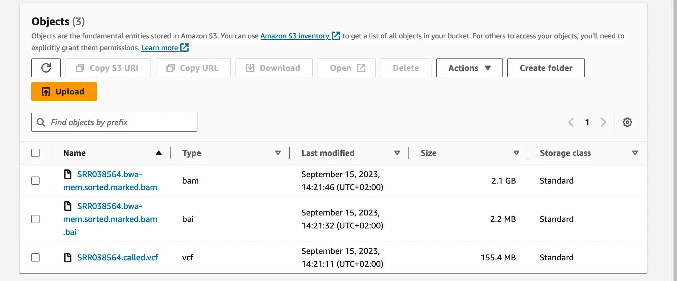 BAM, BAI and VCF files ready to be imported from S3