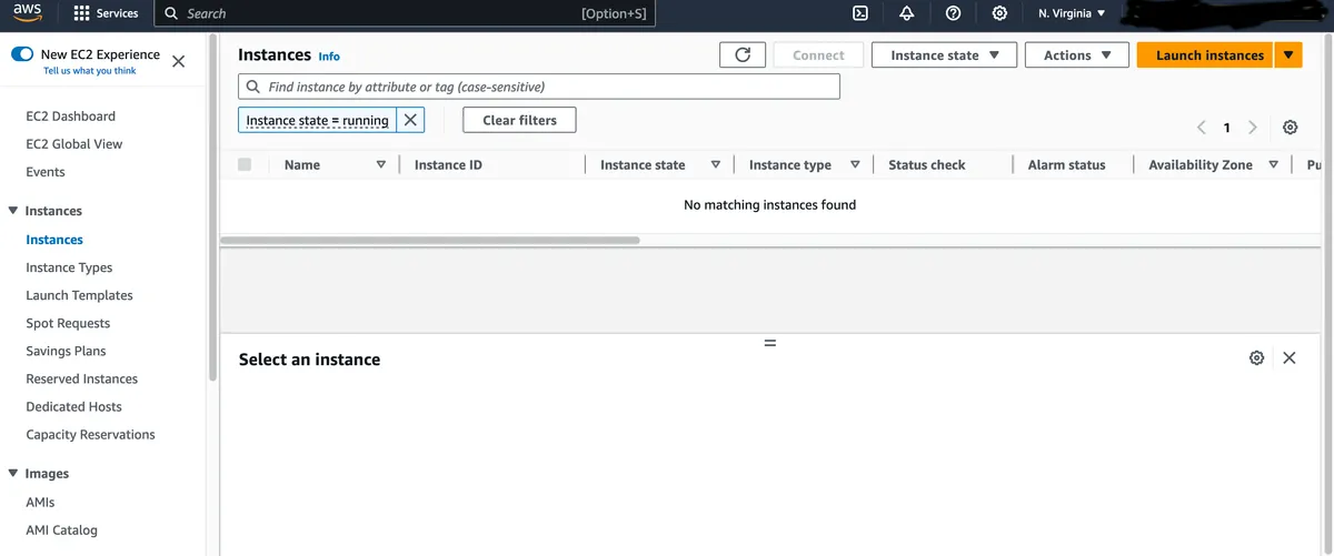 AWS EC2 console